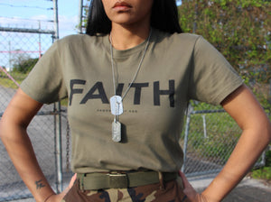 FAITH SOLDIER TEE: MILITARY GREEN (Ready to Ship)